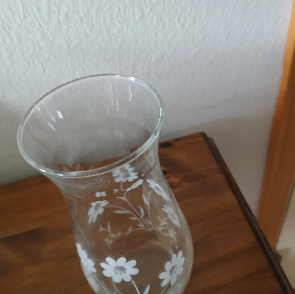 Crystal Etched Vase, Pasabache Glass, Etched Floral, Made In Turkey, Giftware